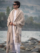 Handwoven Pure Wool Shawl with Border - Lightweight