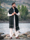 Black Swati Woolen Shawl for Men - Hand Made