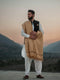 Light Beige Color Swati Woolen Shawl for Men - Handmade