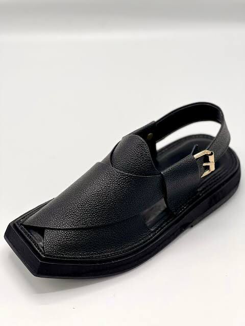 black dotted handmade chapal