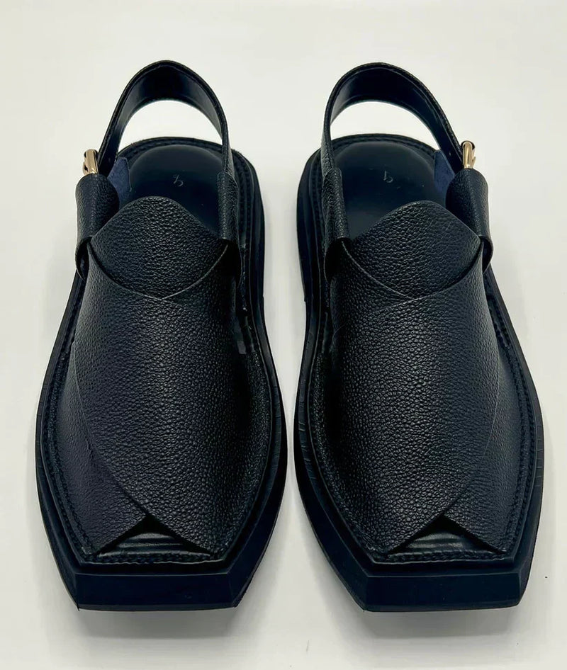 black dotted handmade chapal